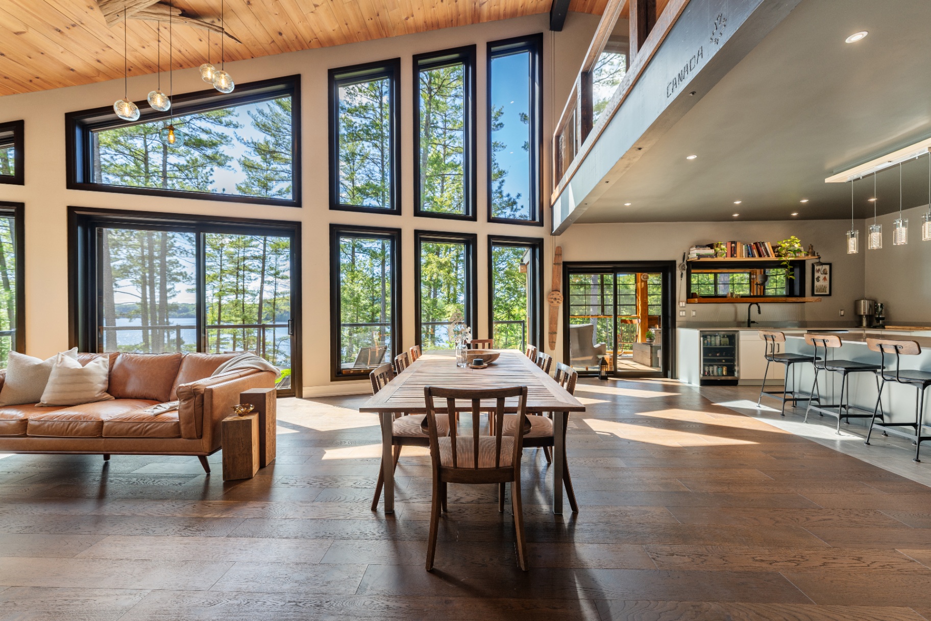 Great room opening toward the kitchen and dining space