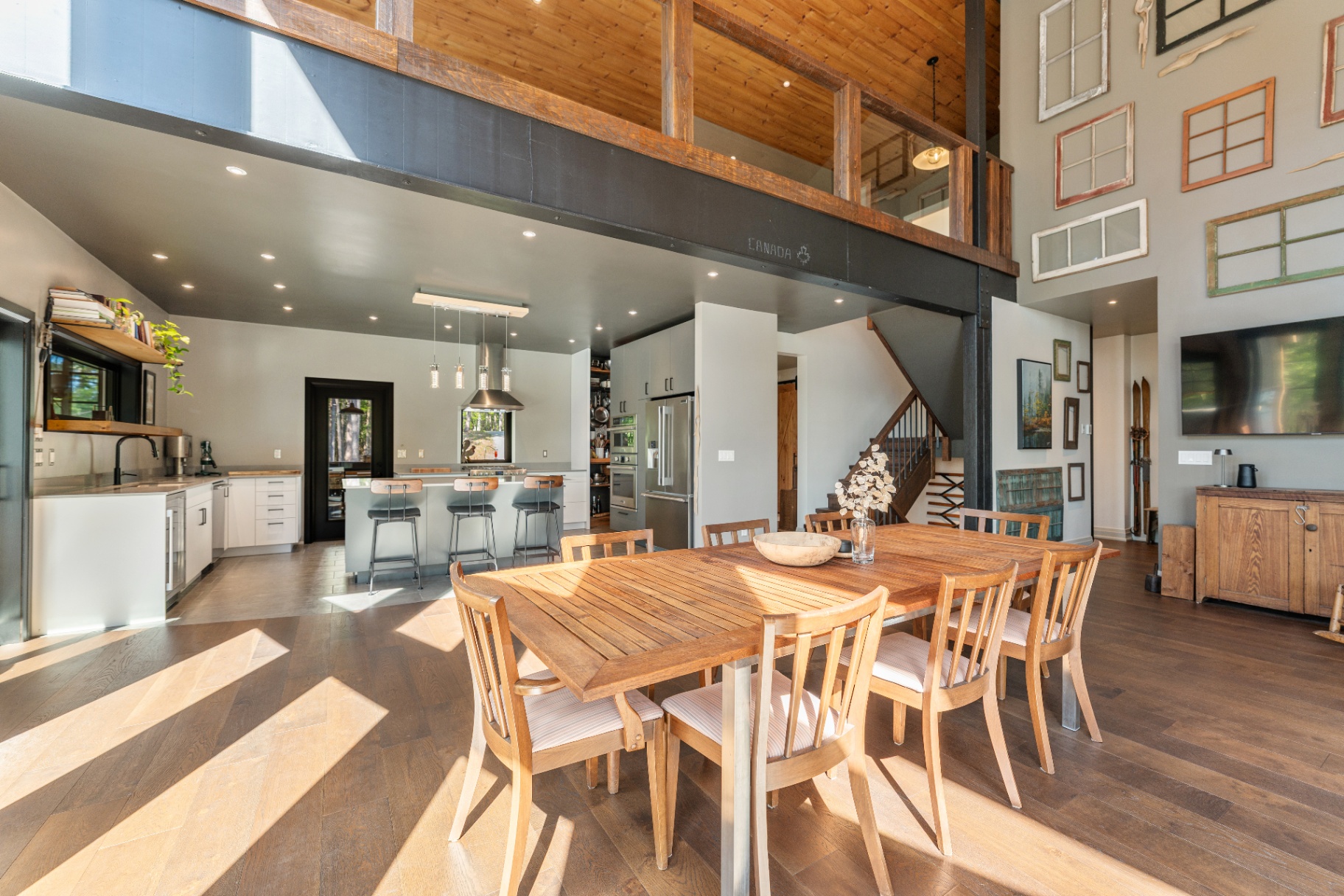Dining room looking back toward the kitchen and mezzanine